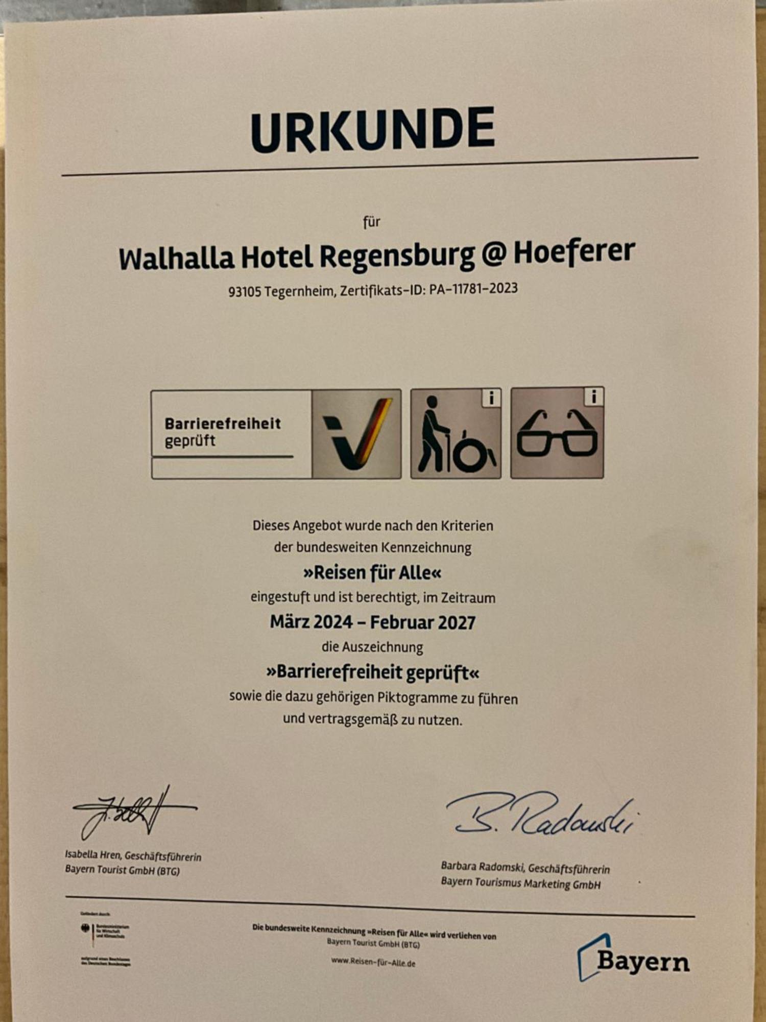 Walhalla Hotel Regensburg Hoeferer 4 Sterne Superior Tegernheim Luaran gambar